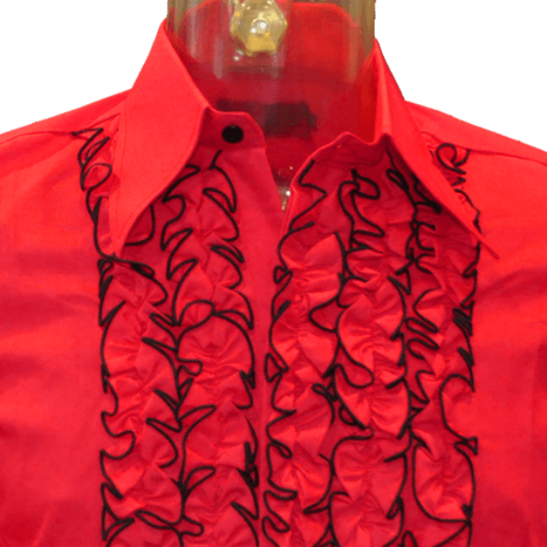 Chemise à jabot CHENASKI – DISCO Rouge & Noir – Image 2