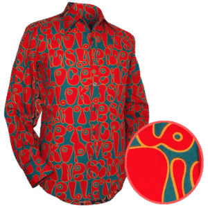 Chemise coton CHENASKI MOLOKO Pétrole/Rouge/Orange