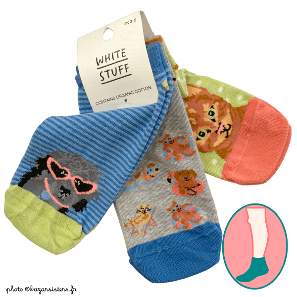 Pack de 3 paires de socquettes WHITE STUFF femme - Chats et chiens