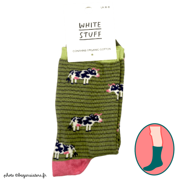 Chaussettes WHITE STUFF femme – Vaches et pâturages rayés