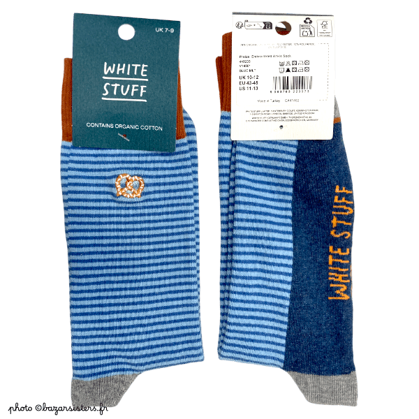 Chaussettes WHITE STUFF homme – Bretzel brodé/rayures – Image 2