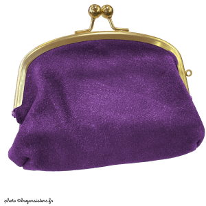 Portemonnaie à fermoir en cuir pailleté - Violet