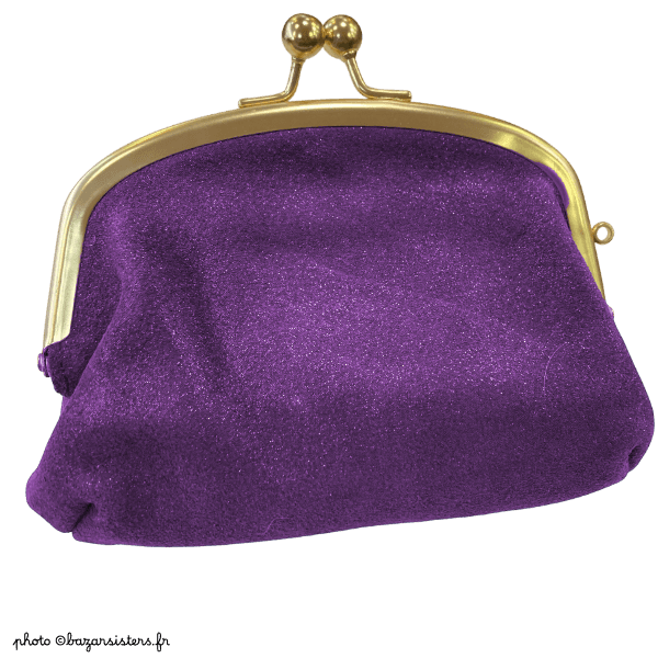 Portemonnaie à fermoir en cuir pailleté - Violet