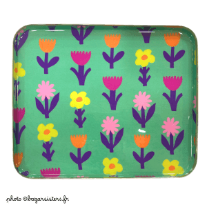Plateau rectangulaire en émail - Flowerbed green