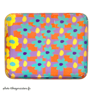 Plateau rectangulaire en émail - Naive flowers