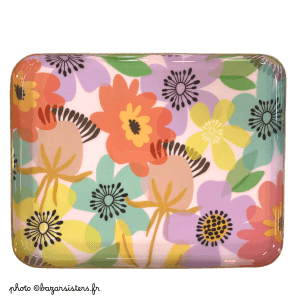 Plateau rectangulaire en émail - Crocus parade