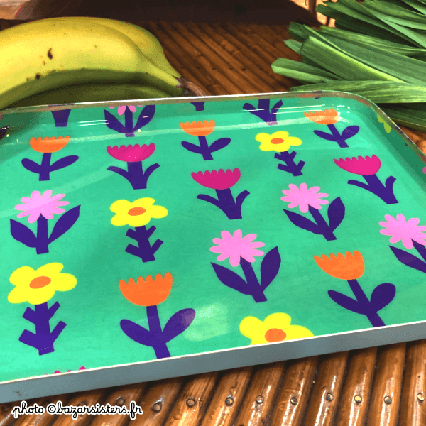Plateau rectangulaire en émail - Flowerbed green – Image 3