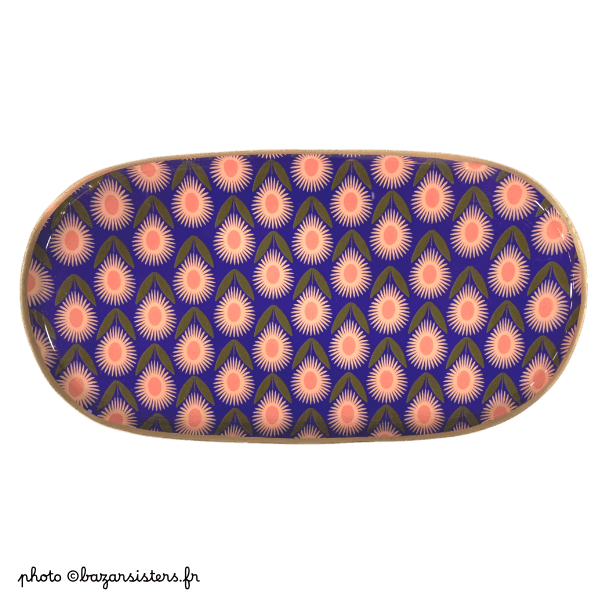 Plateau ovale en émail - Dahlia Navy