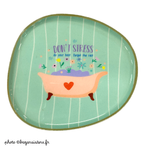 Petit plateau en émail - Don't stress "Do your best, forget the rest"*