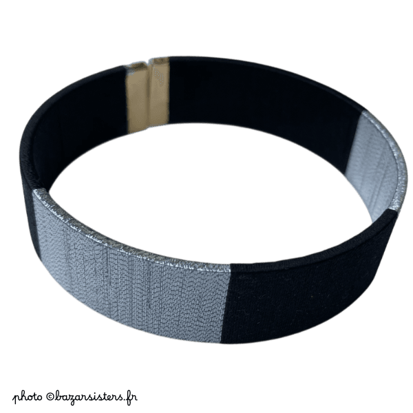 Bracelet en fil de soie - Noir/Argent