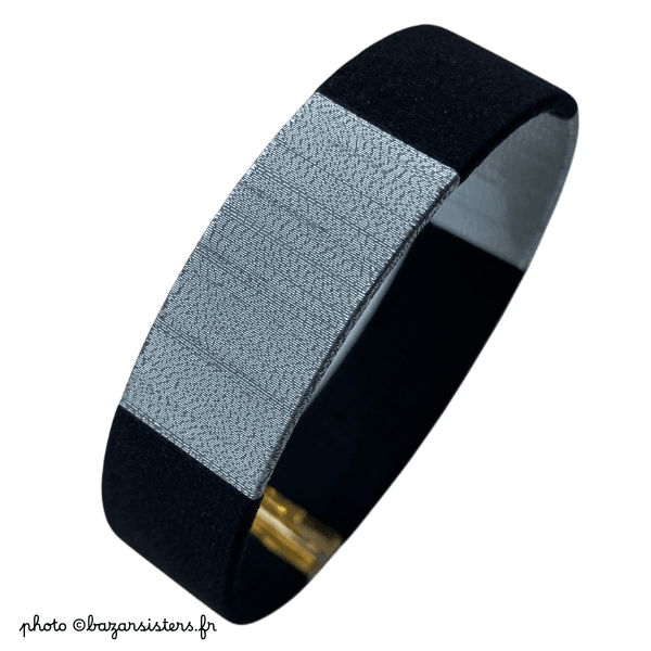 Bracelet en fil de soie - Noir/Argent – Image 3