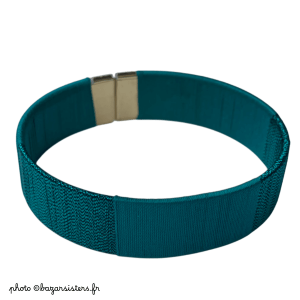 Bracelet en fil de soie - Bleu/Vert