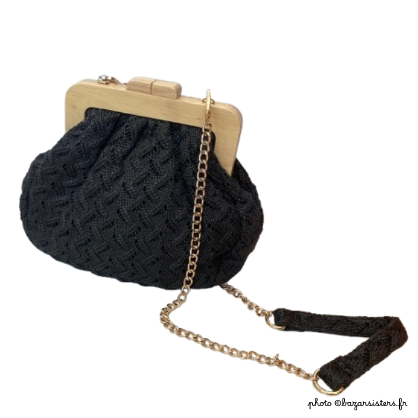 Sac croisé granny à fermoir bois – Image 3