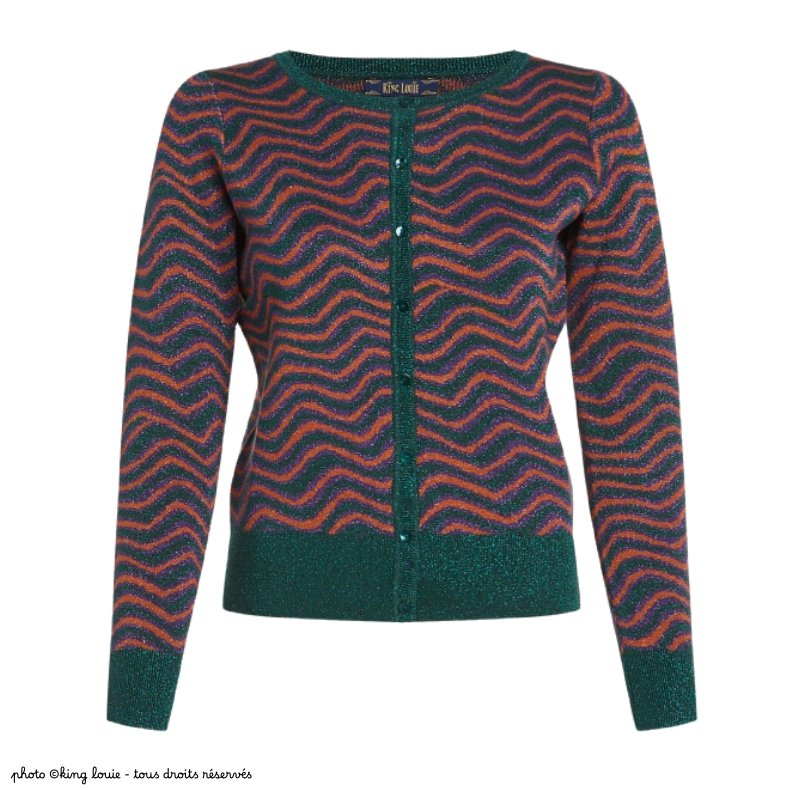 Cardigan King Louie LAVA - Coloris Pine green