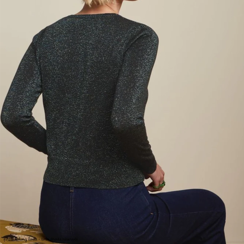 Cardigan à col rond King Louie LAPIS - Noir – Image 4