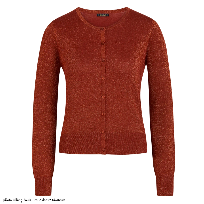 Cardigan à col rond King Louie LAPIS - Pecan brown