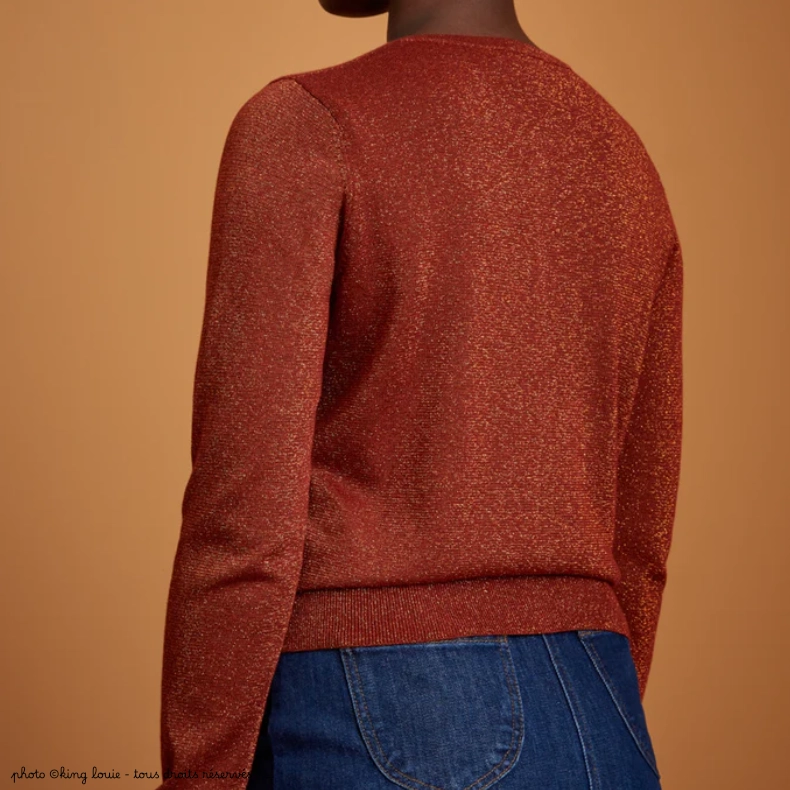 Cardigan à col rond King Louie LAPIS - Pecan brown – Image 4