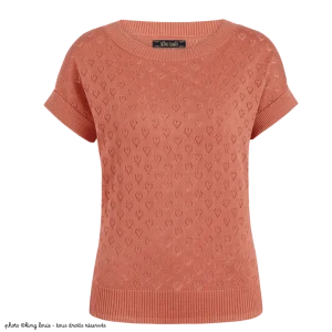 Top manches courtes King Louie col bateau maille cœur - Coloris dusty rose