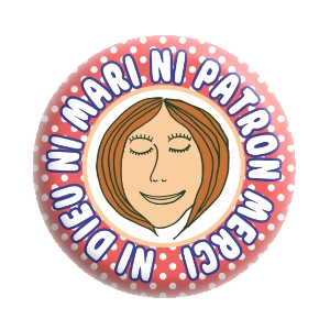 Badge 37 mm – Ni dieu ni mari ni patron. Merci - Rouge à pois